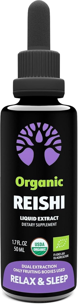 LOOV Organic Reishiキノコサプリメント – 50 サービング – フルーツボディーのみ – 睡眠と免疫サポート