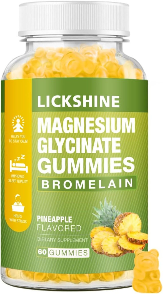 1つのパックのマグネシウムのGlycinateのグミ1000mg、カルシウム、カリウム、Bromelain、ビタミンD、B6、リラックスのためのCoQ10の補足、カルム・ムード、大人及び子供のための圧力救助そして睡眠、60の計算
