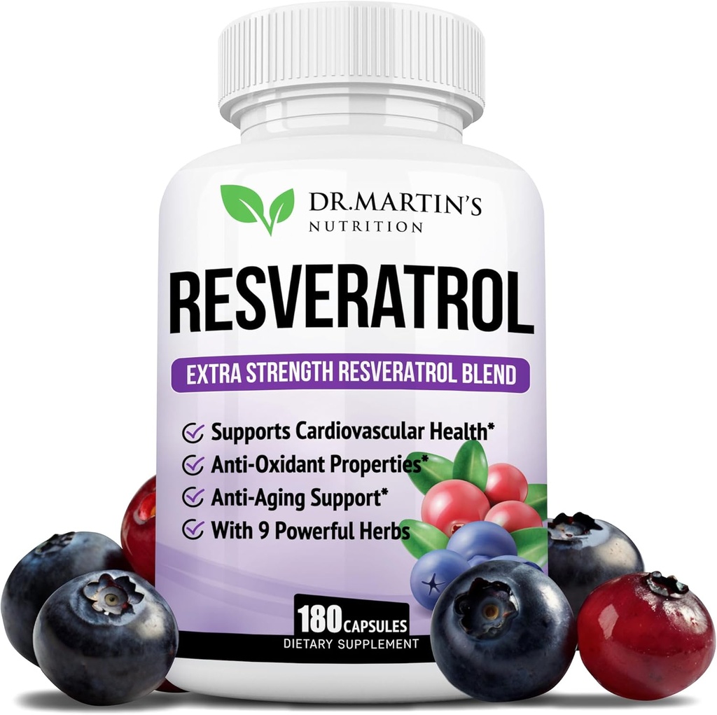 余分強さのResveratrol 1568mg - 180のカプセル - 3か月の供給  酸化防止補足  反老化のための自然なトランス レスベラトロールの丸薬 、中心の健康、免疫システム及び頭脳機能