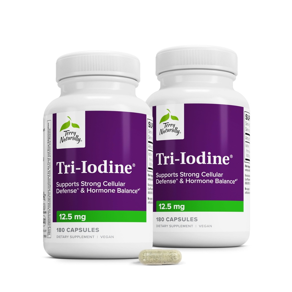 テリー自然にTri-Iodine - カリウムのIodide及びナトリウムのIodideのAidの甲状腺の健康 - Kelpからの分子IodineのAidsのホルモンのバランス-頭脳及びエネルギー サポート- 12.5mg、180のカプセル(2のパック)