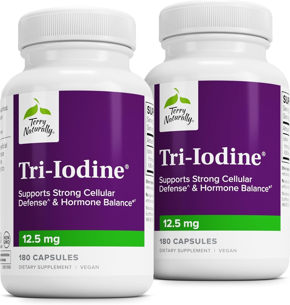 テリー自然にTri-Iodine - カリウムのIodide及びナトリウムのIodideのAidの甲状腺の健康 - Kelpからの分子IodineのAidsのホルモンのバランス-頭脳及びエネルギー サポート- 12.5mg、180のカプセル(2のパック)