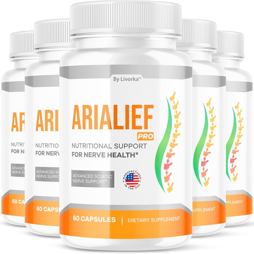 (5 Pack) Arialief Pro Capsules for Sciatica, Arialeaf Nutritional Support for Nerve Health, Arialeaf Prime Palm Sciatica, Aria Leaf Primepalm Aria LIEF Vitamin, 5 Months