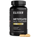 エリクサーは人および女性のためのMultivitaminの補足、各カプセルの活動的な葉酸塩および500mcgの1500mcgと。 60カプセル、60日の供給、米国で作られた鉄は放します