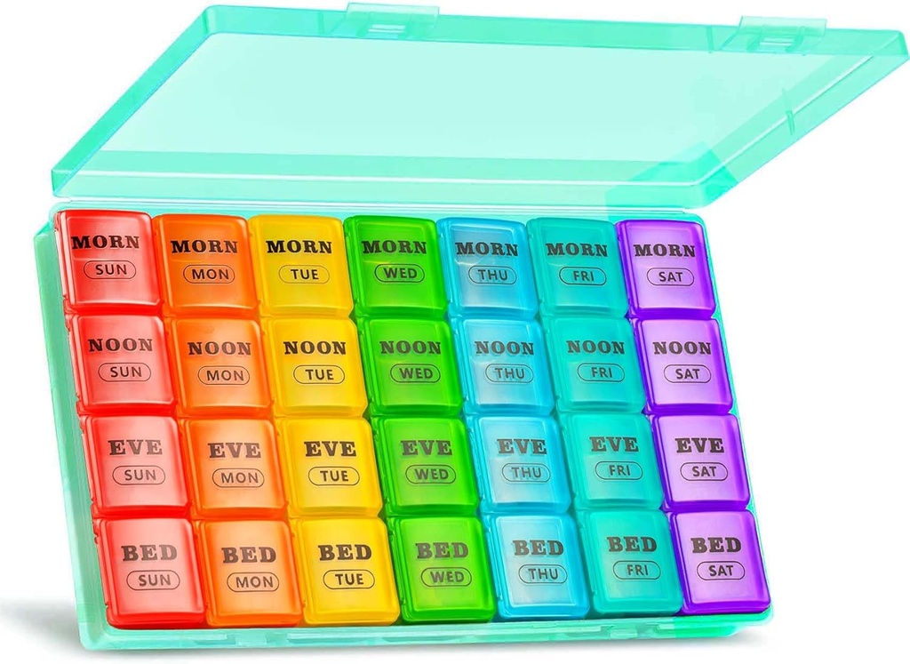 XLの大きい週刊の丸薬のオルガナイザー 4 日、7 日の丸薬箱およびオルガナイザー AM PM、大きいコンパートメントの丸薬の箱、魚油のための毎月の薬のオルガナイザー 28 日ディスペンサー