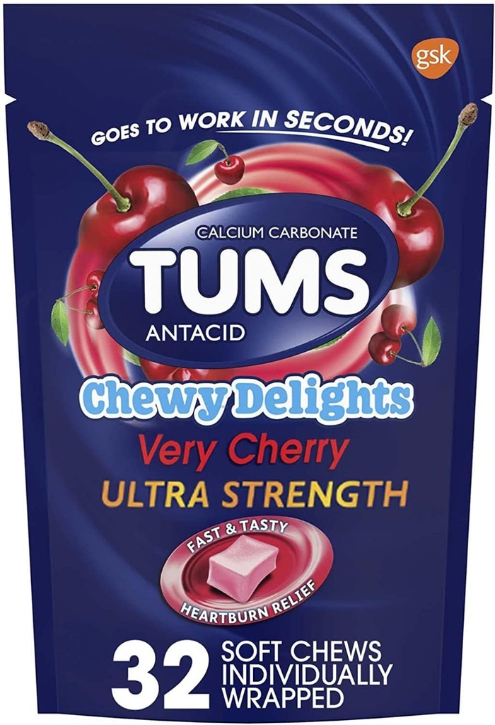 Tums Chewy Delights, Very Cherry 32 ea Pack of 4 by TUMS