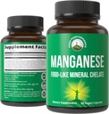 Manganese Supplement Food Like Mineral Chelated For Superior Absorption With Whole Food Blend Of 25+ Fruits & Vegetables. Pure Trace Mineral Capsules For Connective Tissue, Bone Health, Enzyme Support
