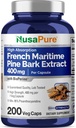 NusaPure French Maritime Pine Bark Extract 400mg per Veggie Caps 200-Day Supply Bioperine Non-GMO Vegan