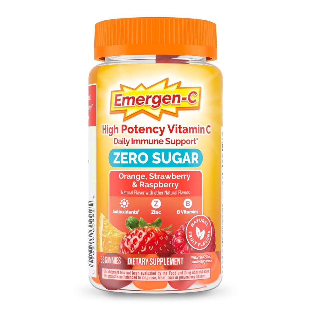 Emergen-C ゼロ シュガー 免疫 サポート 大人 Gummies 36 カウント