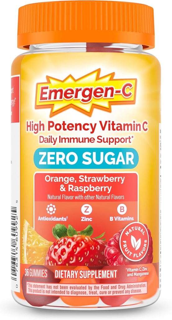 Emergen-C ゼロ シュガー 免疫 サポート 大人 Gummies 36 カウント