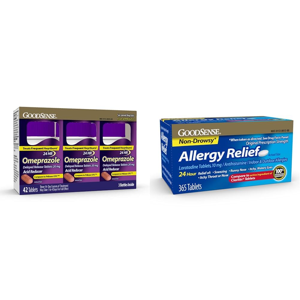 GoodSense Omeprazoleは3及びLoratadineのタブレット10mg 365の計算のアレルギーの救助のAntihistamineの20mg 14の計算のパックを錠剤にします