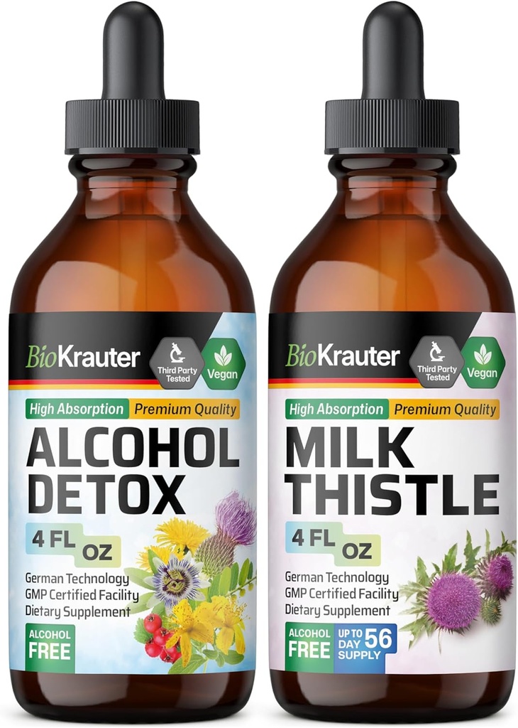 BIO KRAUTER アルコール デトックス チンキ 4 Fl. Oz. & ミルク アザミ 4 Fl. Oz.