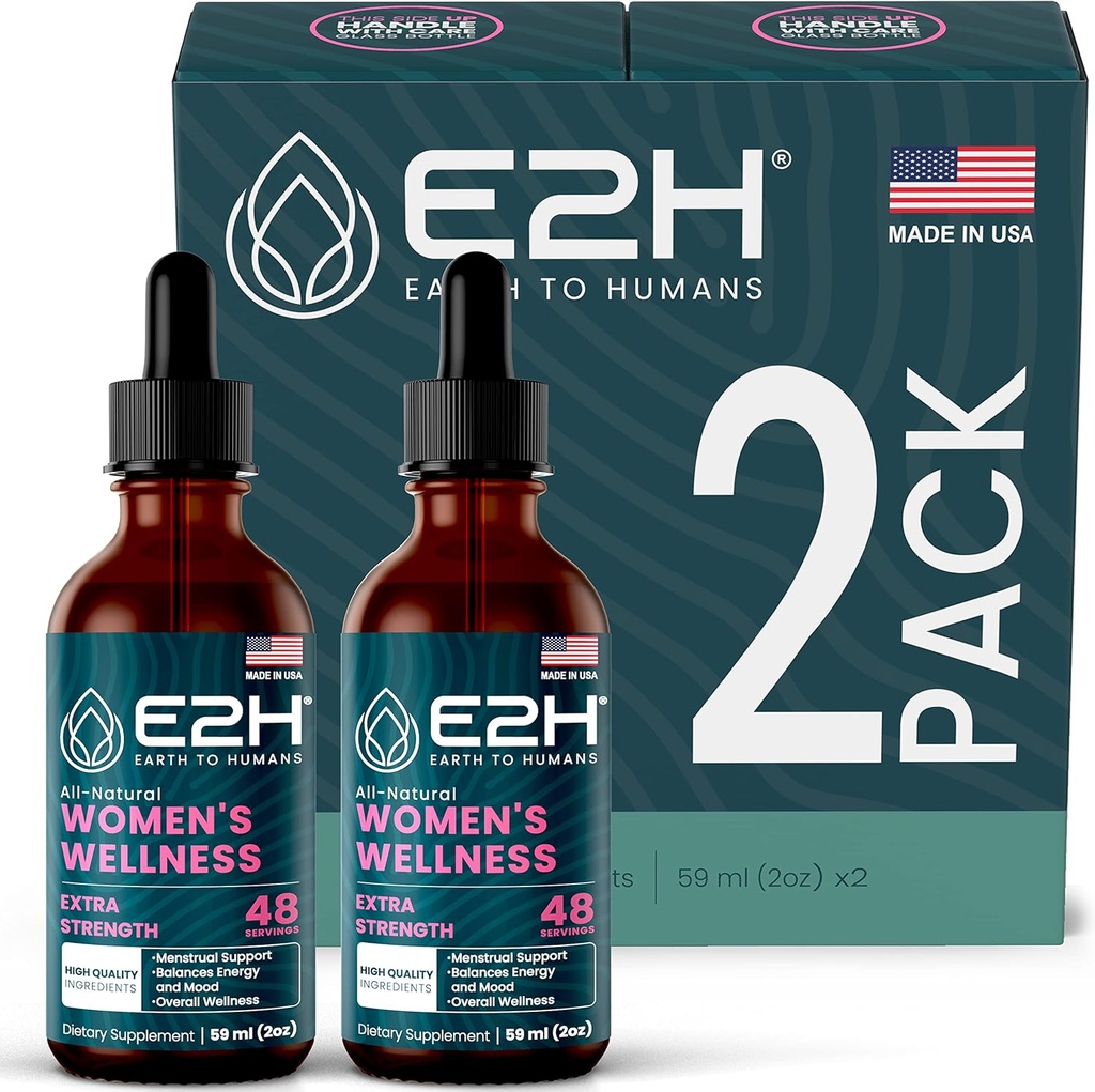 E2H すべての自然な女性の健康、ホルモンのバランスおよびPMSは黒いCohosh、ドン・キーおよび熱い抜け目がない救助のためのLicoriceの根との救助(2本のびん)を乾燥します