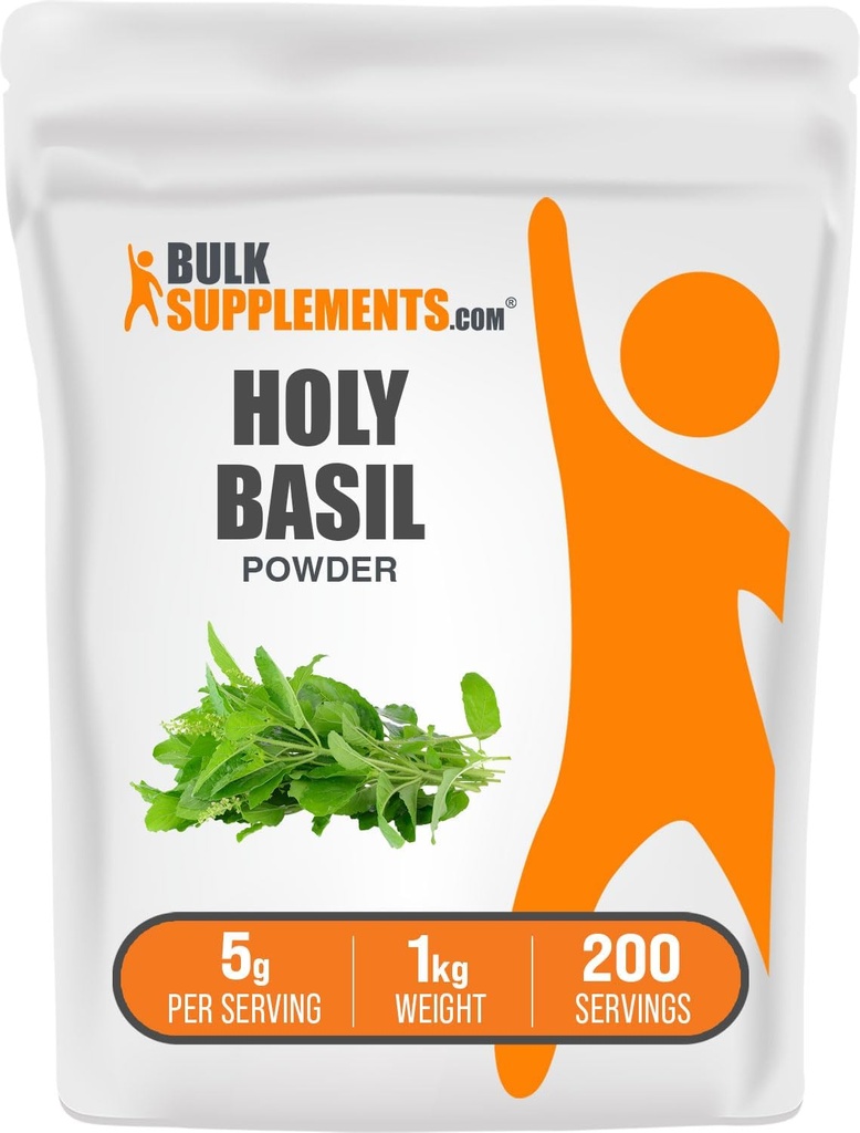 BulkSupplements.com 聖バジルパウダー - 聖バジルサプリメント、聖バジルリーフパウダー - トルシ聖バジル、ハーブ&グルテンフリー、給餌ごとに5g、1kg(2.2ポンド)(パッケージ1)