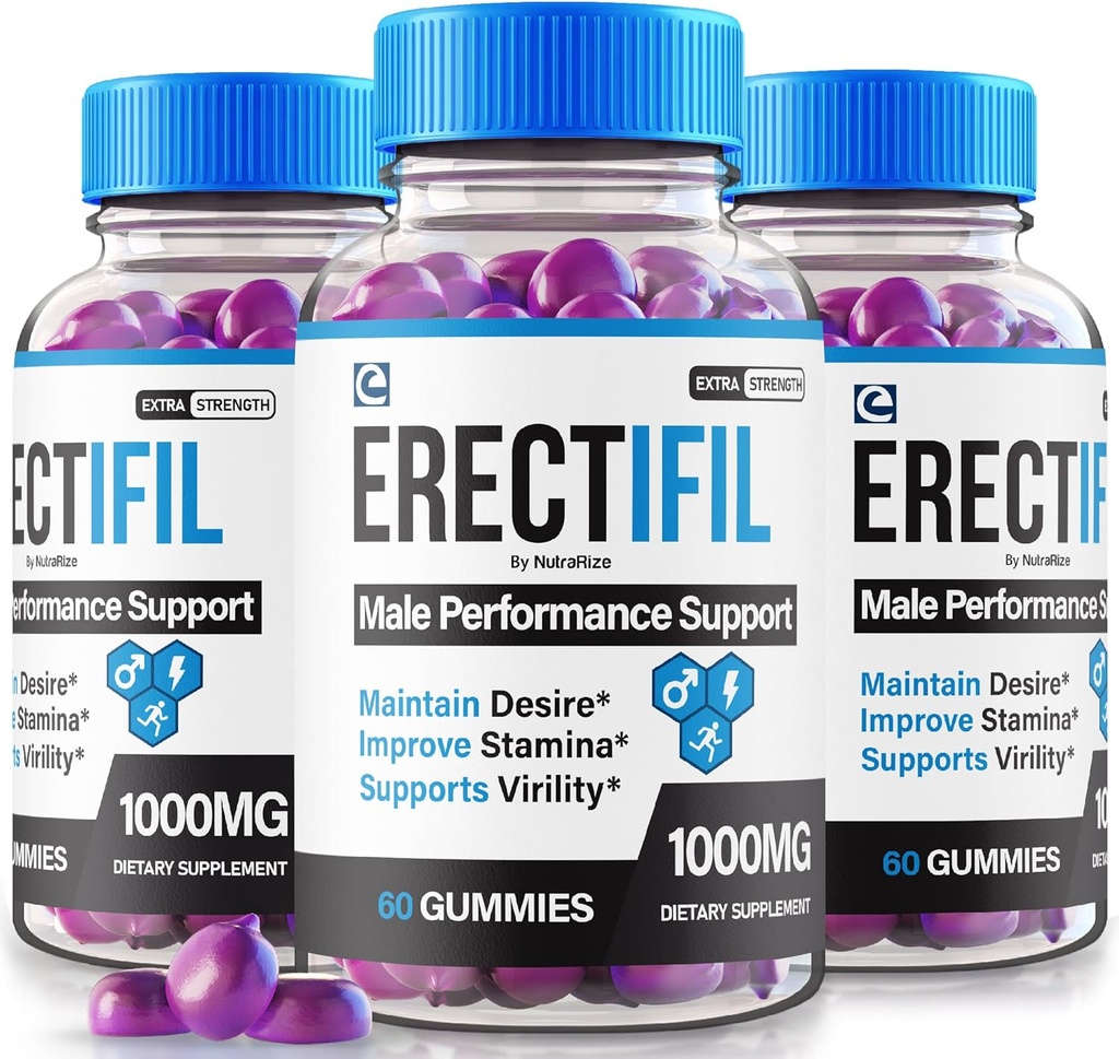 (3パック) Erectifil Gummies、Ereectifil 1000 MG Gummies、男性のためのオールナチュラルフォーミュラサポート、全体的な健康とピーク性能のためのプレミアム男性サプリメント、Erec tifil Gomitasのレビュー(180グミー)