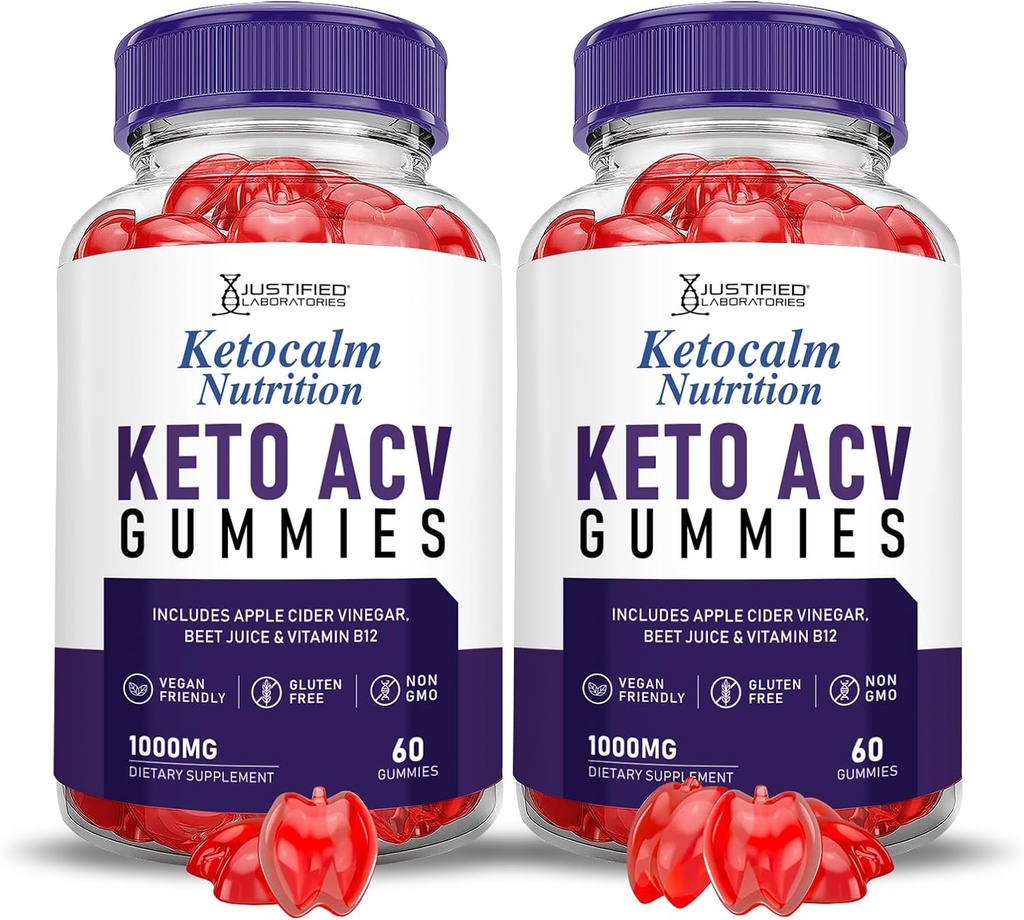(2 パック) Ketocalm 栄養 Keto ACV Gummies 高度な式 1000MG Keto Calm 栄養 Keto Gummies Apple Cider Vinegar フォーミュレート と Pomegranate ビート ジュース パウダー B12 ビーガン非 GMO 120 Gummys