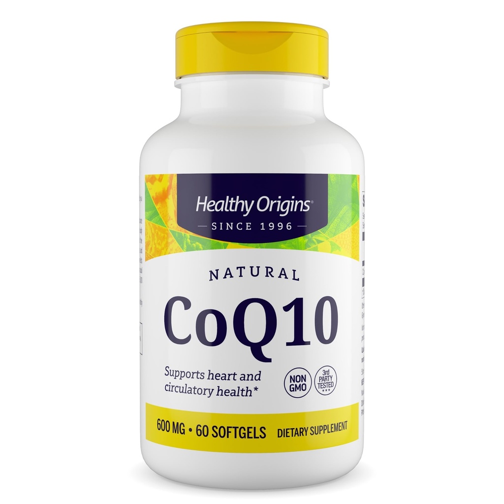 健康な起源® CoQ10 600 mg – 自然トランスイソマーUbiquinone – イースト発酵, 心臓の健康をサポート & 細胞エネルギー – 非GMO 60 Softgels