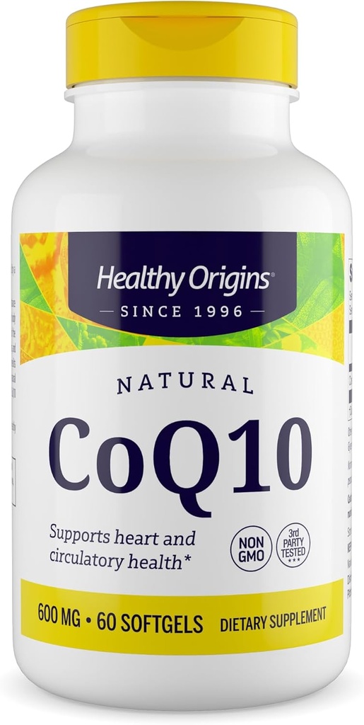 健康な起源® CoQ10 600 mg – 自然トランスイソマーUbiquinone – イースト発酵, 心臓の健康をサポート & 細胞エネルギー – 非GMO 60 Softgels