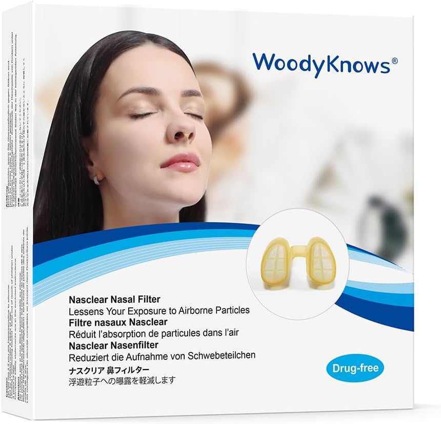 WoodyKnows Nasclear鼻フィルター、モデル2024、季節アレルギーおよび産業汚染補助、公共交通およびペット手入れ保護(Trial S/M/L/XL)
