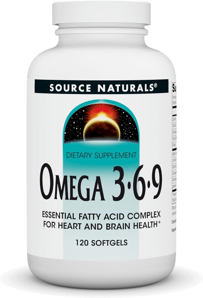 Source Naturals Omega 3-6-9, Essential Fatty Acid Complex for Heart and Brain Health* - 120 Softgels
