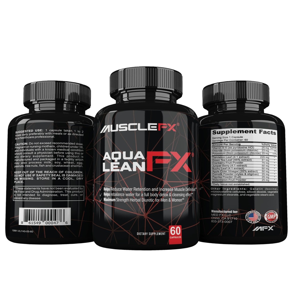AquaLean FXの人および女性のための水保持のための最高の強さの利尿水路の丸薬、60のカプセル