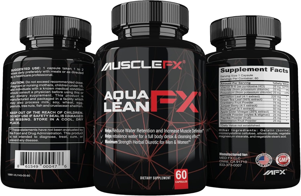 AquaLean FXの人および女性のための水保持のための最高の強さの利尿水路の丸薬、60のカプセル