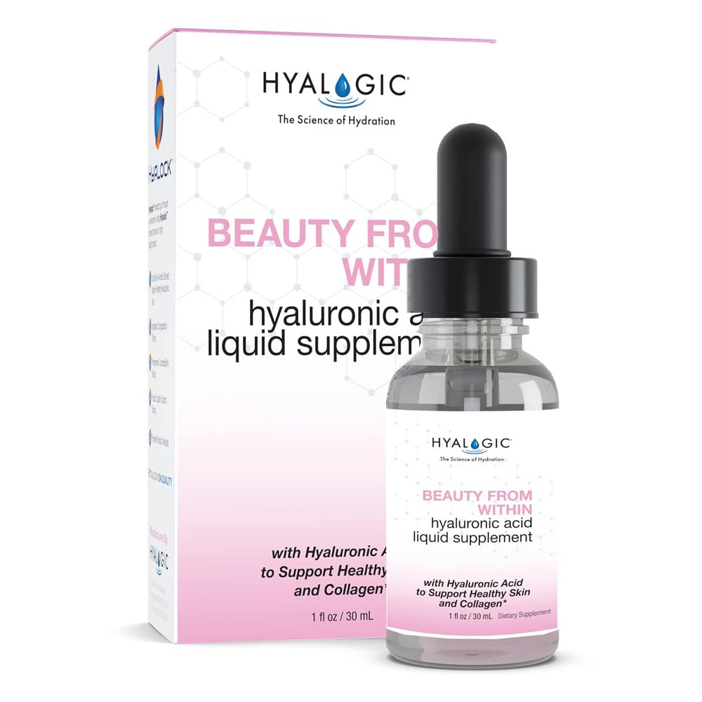 Hyalogic Beauty From Within Hyaluronic Acid Liquid Supplement - Liquid Hyaluronic Acid for Skin Hydration, Joint Support, and Collagen Boost - Vegan, Gluten-Free, Odorless & Tasteless (1 Fl Oz)