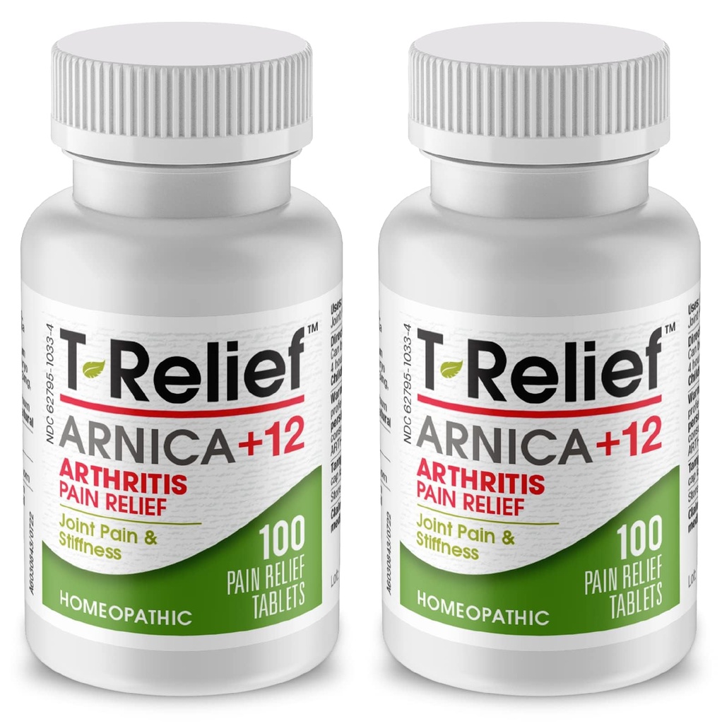 T-Relief の余分強さのアルニカ +12 の痛みは自然な接合箇所の痛み及び苦痛を減らすのを助けます - 100 のタブレット (2 パック)