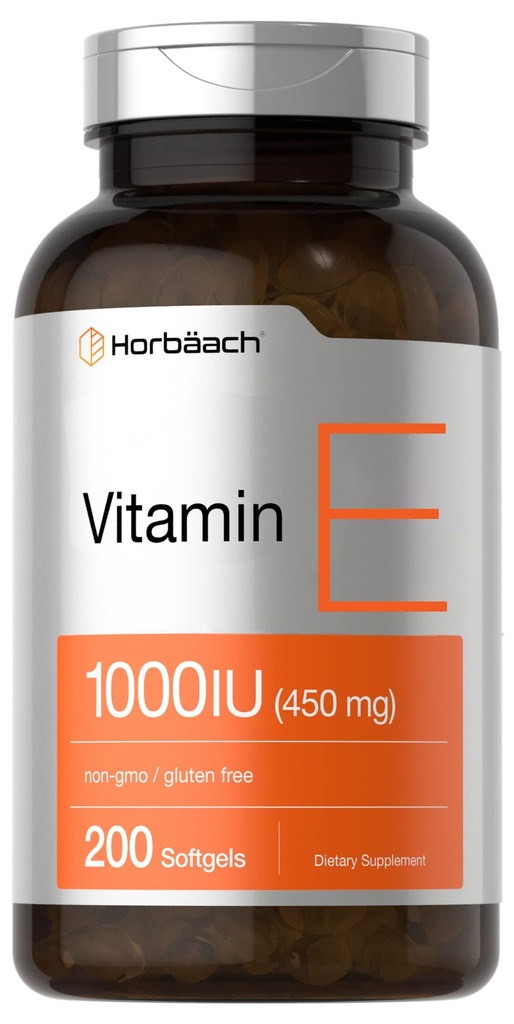 ホバハチビタミンE 1000 IU ソフトゲルカプセル | 200 カウント | 非GMO、グルテンフリー、防腐剤無料 | ビタミンEオイル