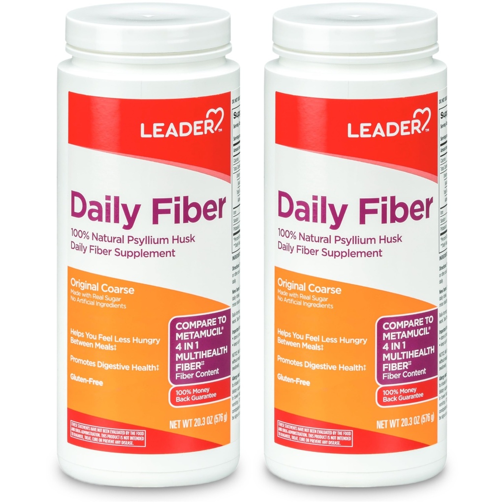 LEADERのPsylliumの殻の粉の補足のDigestiveの健康、植物は100%の自然なPsylliumの殻の毎日の繊維、グルテンフリー、非GMOを、Metamucil 20.3のOZと比較します(2のパック)