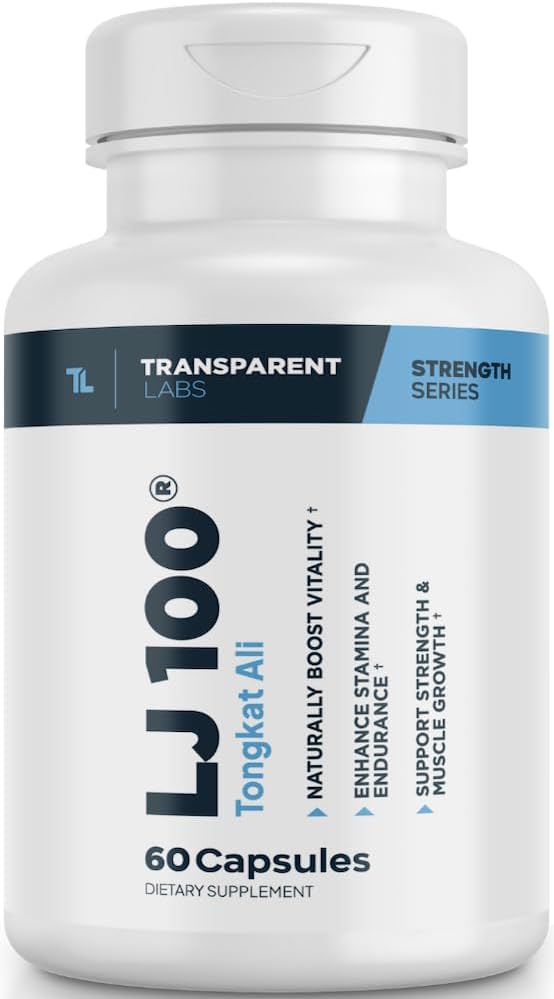 トランスペアレントラボLJ100 - Eurycoma Longifolia Tongkat Ali Extract 100mgカプセルは、リーンボディマス、強度、およびパフォーマンスの強化 - 60カウント