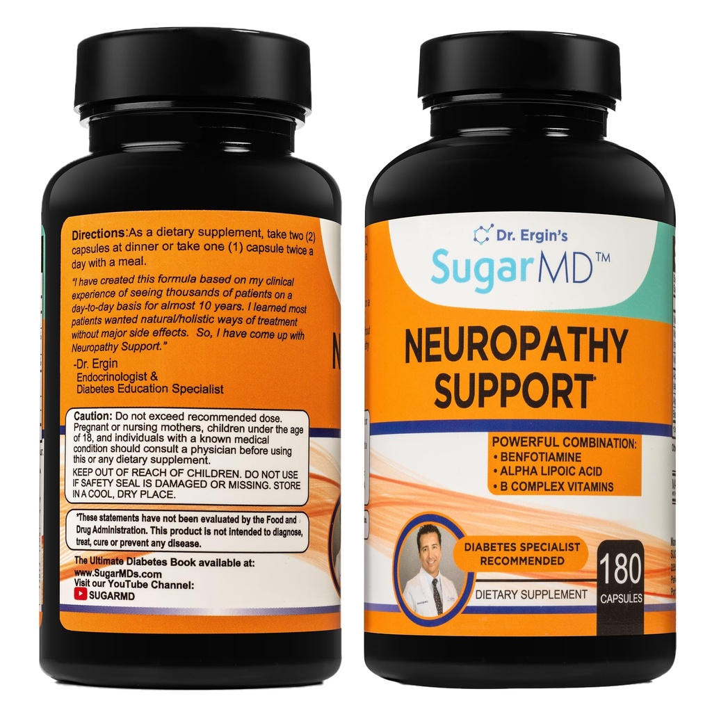 SugarMDの神経症サポート補足– 180のNerveの補足はアルファLipoicの酸、Benfotiamine及びビタミンD3 B6 B12のカプセルを-フィートの手の指及び足のためのNerveサポート補足- 90日の供給します