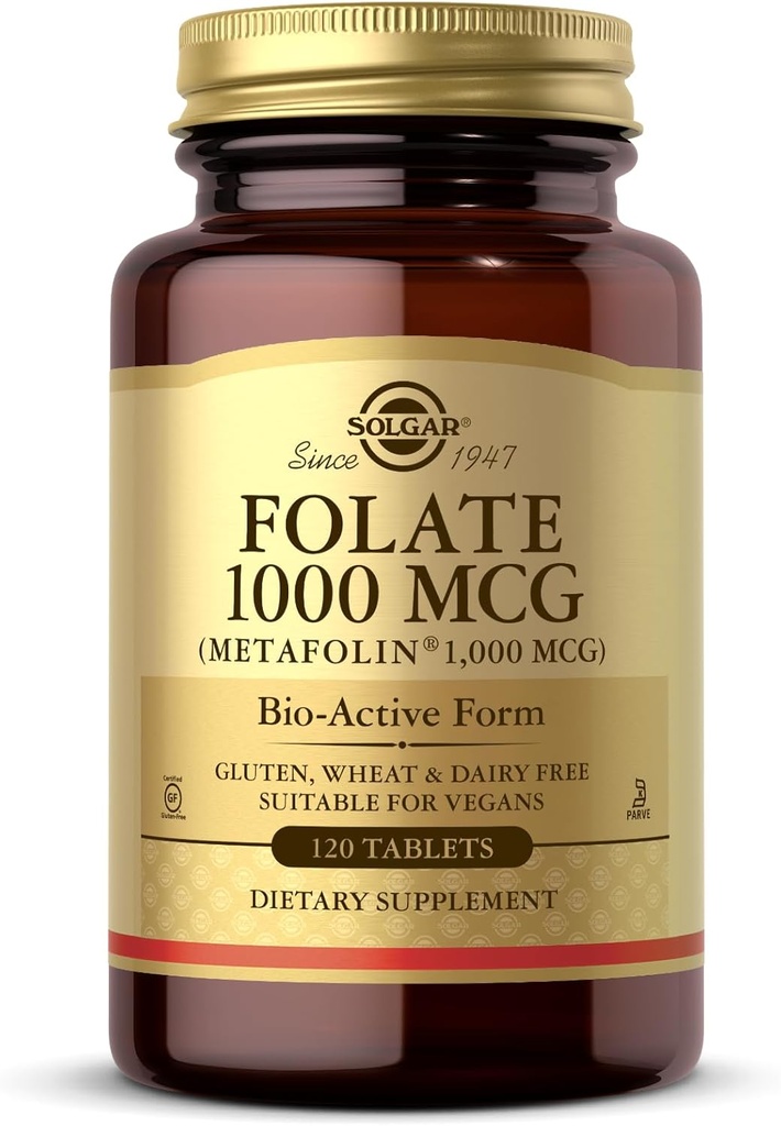 Solgar Folate 1000 mcg - 120錠 - 1000 mcgバイオアクティブメタフリン - 完全菜食主義者の、グルテンフリー、酪農場無料、コシャ - 120 便