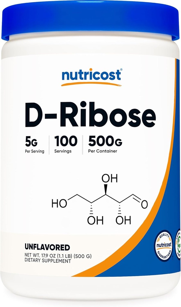 Nutricost D-Riboseパウダー500グラム - サービングあたり5000mg、非GMO(500グラム)