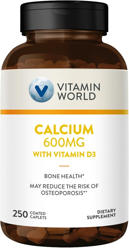 ビタミンの世界カルシウム600mg +ビタミンD3 250はカプレットに塗りました