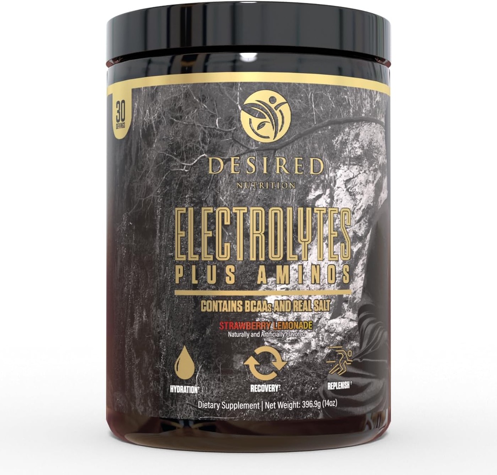 Electrolytesプラスアミノ電解液プラスアミノ回復ドリンクパウダー、完全水和とアミノ酸/BCAAs、イチゴレモネード(30サービング)