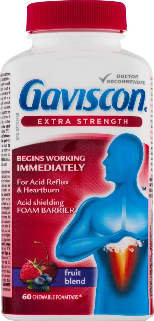 Gavisconの余分強さのフルーツのAntacid 60のタブレット
