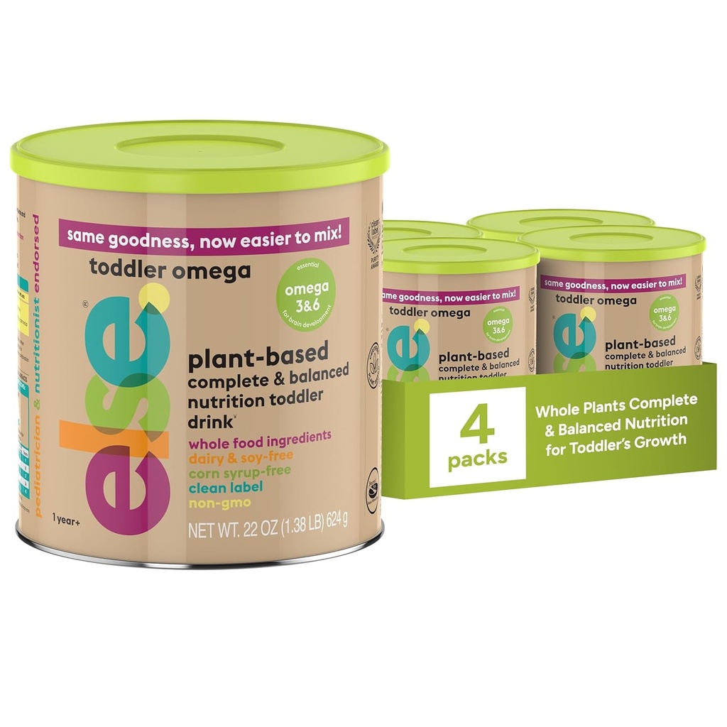 Else Toddlerフォーミュラ12〜36ヶ月 - 植物ベース、乳製品フリー&乳液フリーベビーフォーミュラ - 乳液フリーフォーミュラ、Omega 3&6 for Brain Development - Soyフォーミュラ代替、(22オン、4パック)