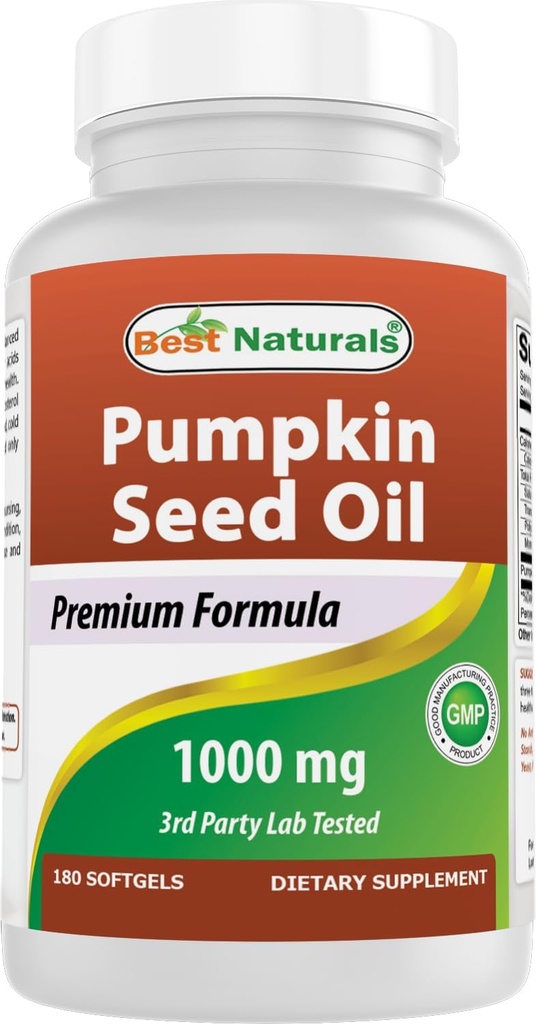 ベストナチュラルカボチャ種子油膀胱制御1000mg 180Softgels