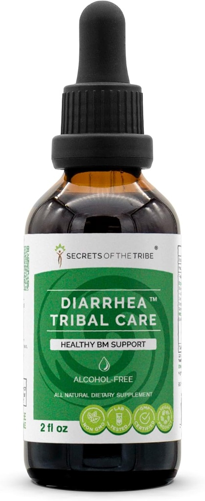 Tribe Diarrhea Tribal Care Tinctureアルコールフリーエキス、ハーブBlackBerry Rubus Fruticosus、Chamomile Matricaria Recutita、Goldenseal Hydrastis Canadensis Healthy Digestion 2 ozの秘密