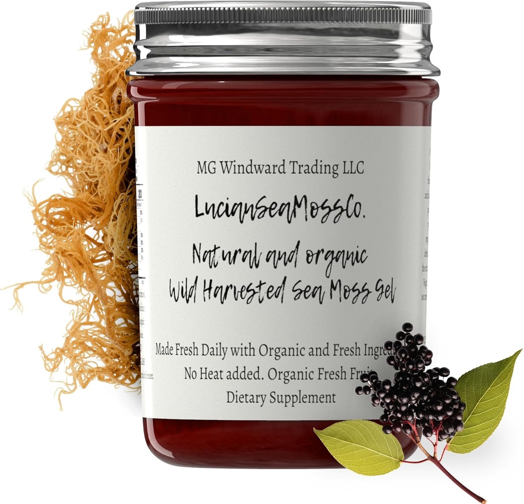 Sebi Inspiredアルカリン有機フレッシュエルダーベリージンジャーシーモスゲル - 天然エッセンシャルビタミン、ミネラルプラス抗酸化物質がセントルシアから収穫されたワイルド(8オンス)。