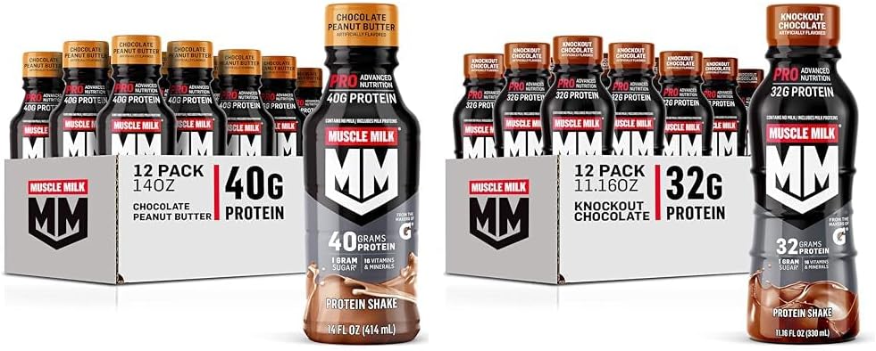 筋肉ミルクのプロ シリーズ チョコレートピーナツのバターの蛋白質のシェーク12の40g蛋白質のパック及びプロ高度の栄養のノックアウトのチョコレート蛋白質のシェイク12g蛋白質のパック