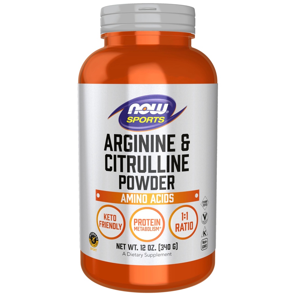 NOWの食糧スポーツの栄養物、アルギニン及びCitrullineの粉、1:1の比率、アミノ酸、12-Ounce