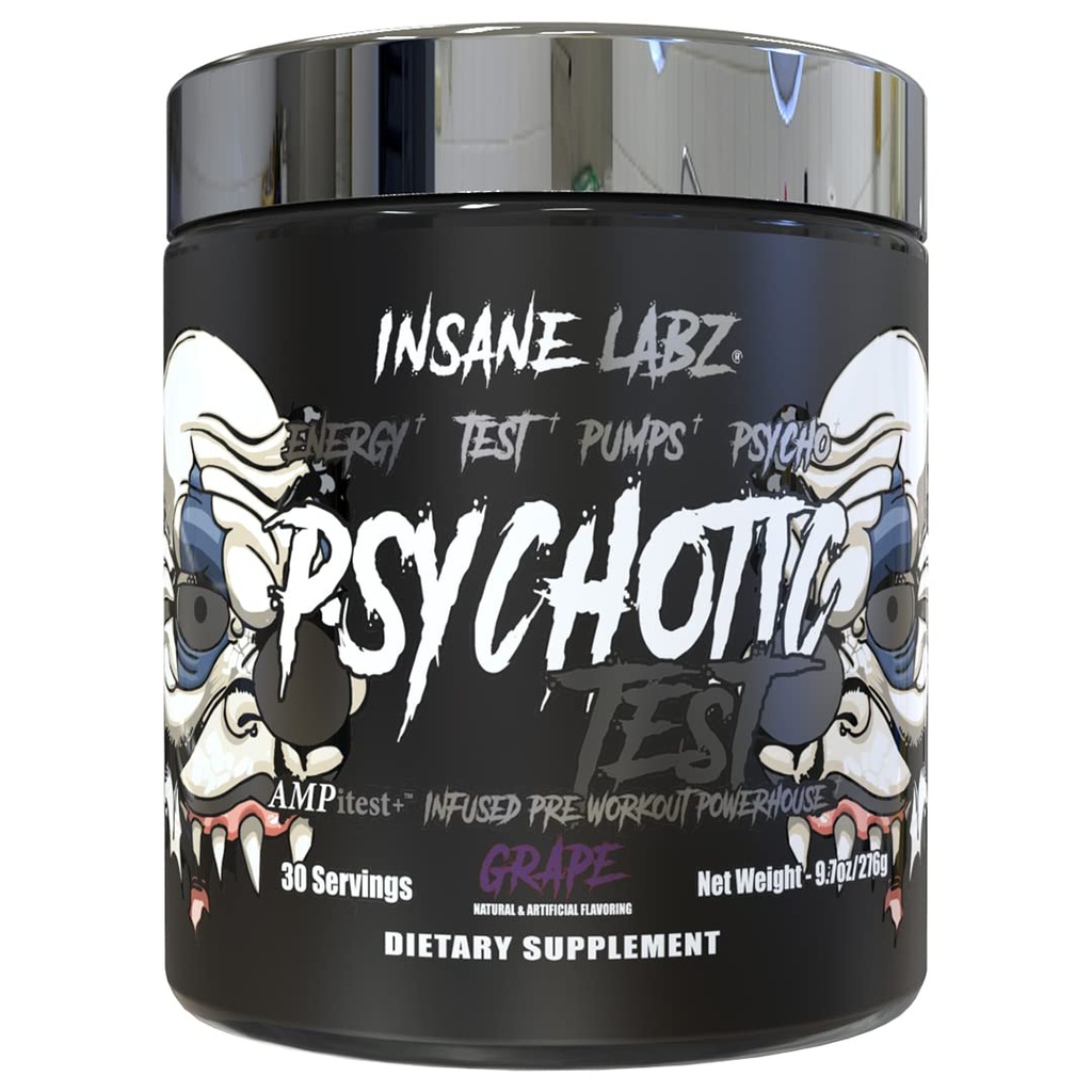 Insane Labzの精神的テスト、DMAEのBitartrate、Dのアスパラギン酸、クレアチンHCLおよびGlycerol Monostearate、30のサービング、ブドウが付いている高い刺激的なテストステロンのエネルギーおよびポンプのボーズ
