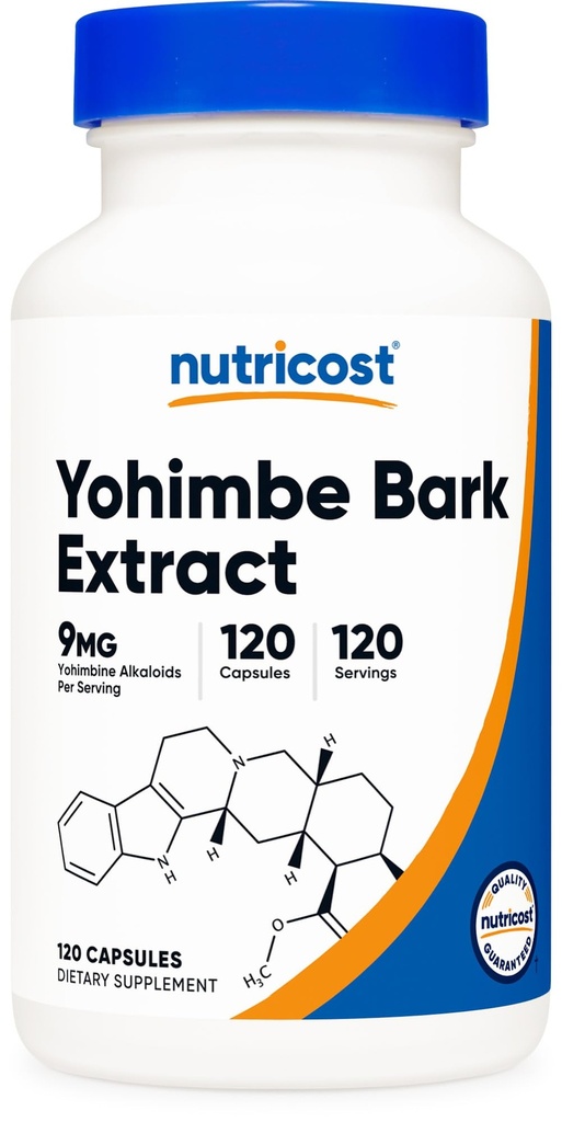 Nutricost Yohimbeの樹皮のエキス450mg (9mg Yohimbine Alkaloids)、120のカプセル-余分強さ、グルテンフリー、非GMO
