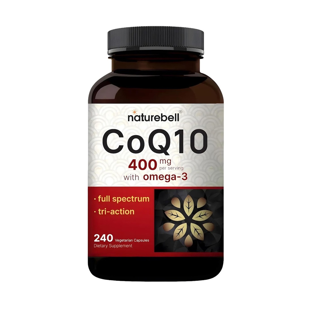 NatureBell CoQ10 400mg with Omega-3-240カプセル - 心とエネルギーの健康サポートのための抗酸化サプリメント - セルラーエネルギーをサポート* - 余分な強度の補酵素Q10