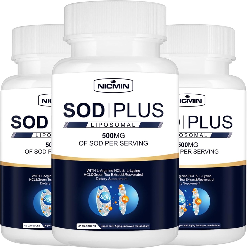 超酸化物Dismutaseの補足500mg - Liposomalのグルタチオン、AKGの緑茶エキス、L-アルギニン、リジン、免疫サポートのためのResveratrolおよびビタミンE、酸化防止180のカプセルとのSOD Plus