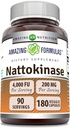 Amazing Formulas Nattokinase Dietary Supplement 100 mg Veggie Capsules Supplement | 2000 FU Enzyme Activity | Non-GMO | Gluten Free | Made in USA (180 Count)