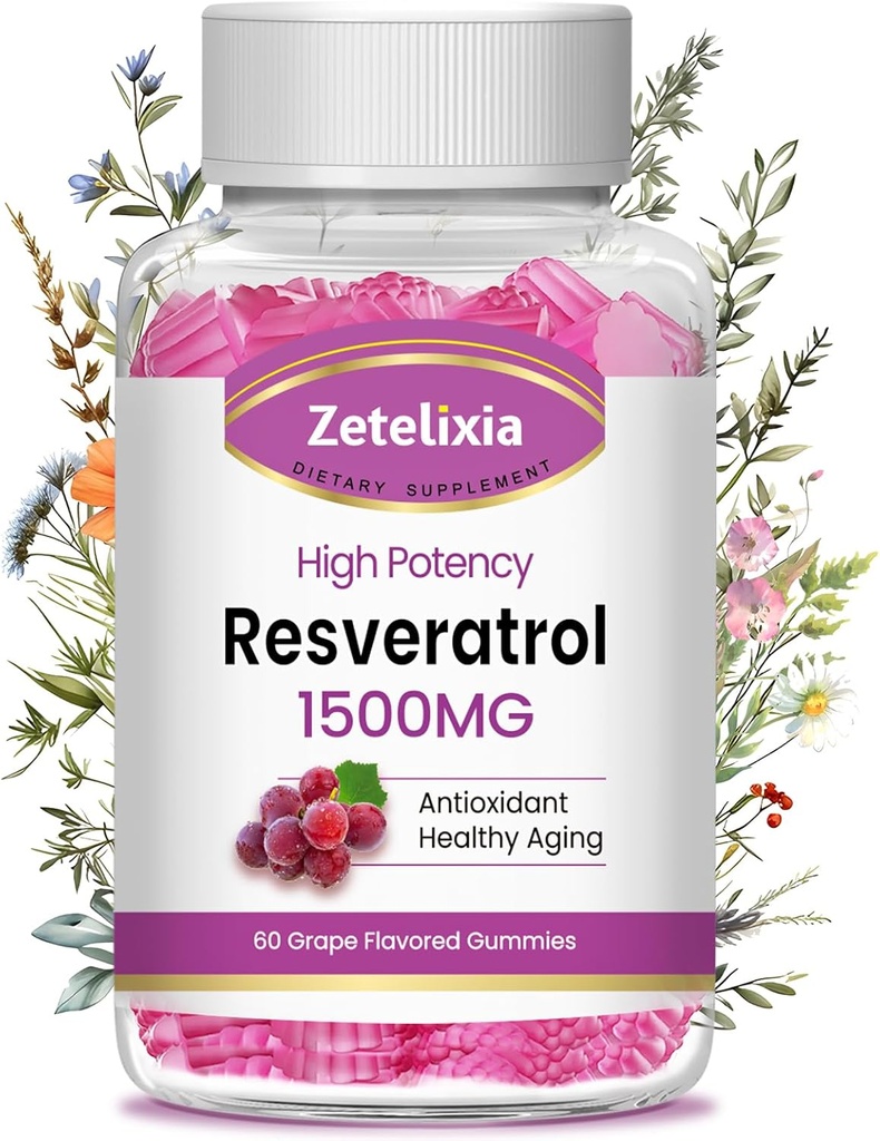 砂糖の自由なResveratrolのグミ - 酸化防止剤、健康な老化、皮、頭脳、有機性のための高い純度のResveratrolの補足- 60のグミ