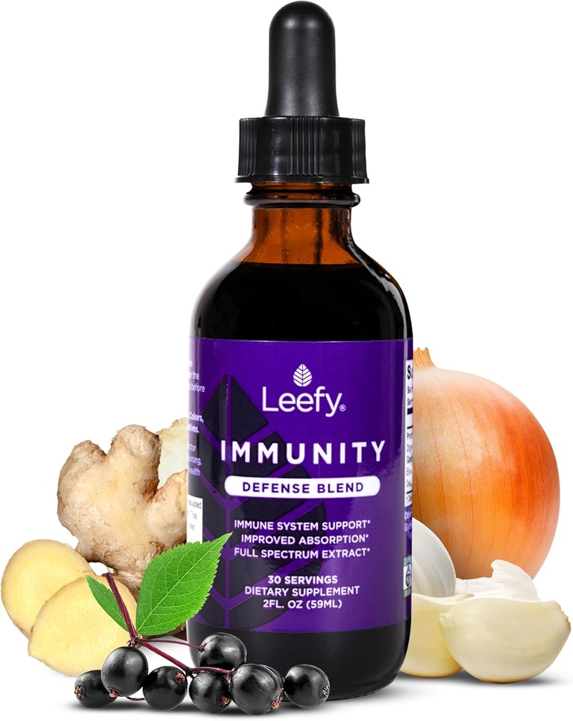 Leefy Organics Immunity Defense Blend - Organic Immune Support Supplement, Fast Absorbing Immunity Supplement, Immune Boosters for Adults, Immune Boost, Immune System Booster, Immunity Boost - 2 Oz