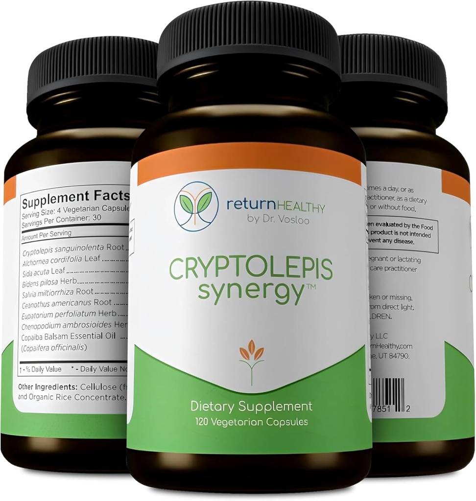 Cryptolepis Synergy、免疫サポートビタミン、大人のための免疫システムブースター、肝臓、リンパ&免疫サポートサプリメント、ライム&自然寄生虫防衛、120カプセル、3パックをサポート